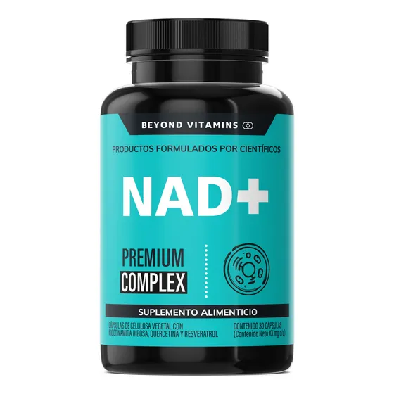 Nad+ | Nr Nicotinamida Ribosa - Suplemento Alimenticio Premium Potenciado Con Resveratrol, Quercetina, Betaina Hcl Y Semilla De Uva |  Sin Sabor - 30 Cápsulas