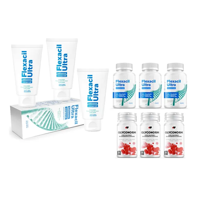 Flexacil Utra Crema+cápsulas+glyconorm Pack 9 Frascos