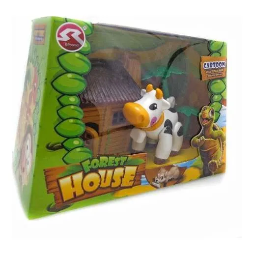 Set Animalitos De Juguete Vaca Con Granja Simil Playmobil