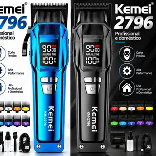 Aqpi Máquina de Cortar Cabelo Recarregável Preto Profissional LED Sem Fio