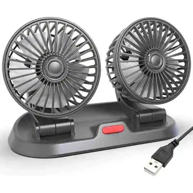 Ventilador Para Carro Doble Cabezal Ajustable De 360 Con 12v