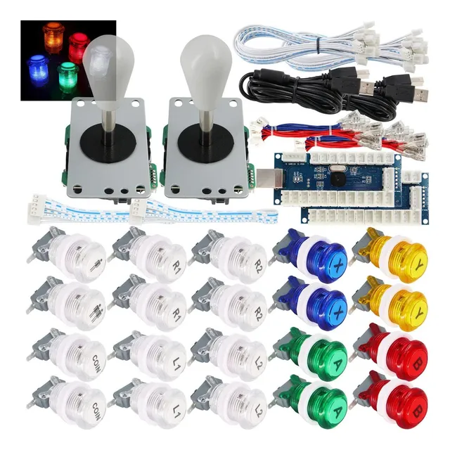 2 Player Arcade Game Stick Kit De Bricolaje Botones Con Led