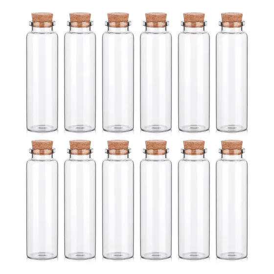 40 Mini Botellitas De Cristal Con Tapón De Corcho 20ml