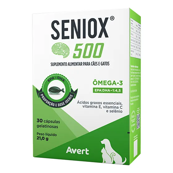 Seniox 500 Mg Avert 30 Cápsulas Suplemento Para Cachorro