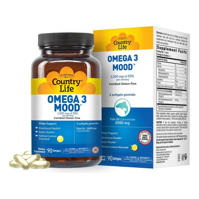 Omega 3 1000 Mg Epa Country Life 90 Cápsula Blandas Limón
