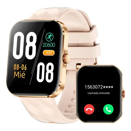 Smartwatch Mujer Reloj Inteligente con Llamadas Bluetooth 1.91 Pulgadas Deportivo Correa Silicona Rosa Compatible iOS Android