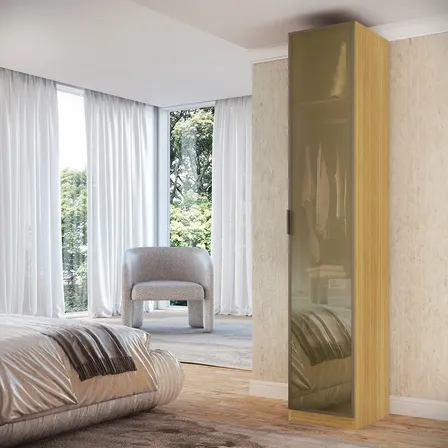 Guarda Roupa 1 Porta Reflecta Com Gavetas 45cm Altezza Freijó