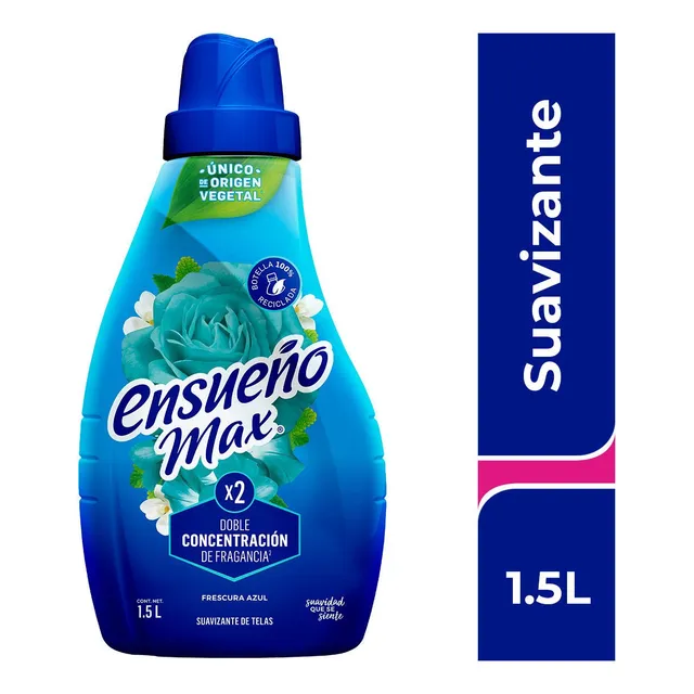 Suavizante de Telas Ensueño Max Zero Enjuague Frescura Azul 1.5L