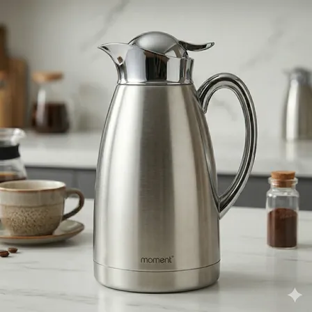 Garrafa Térmica 1 Litro Inox Mesa Posta Café Chá Alça Dubai Inox Escovado