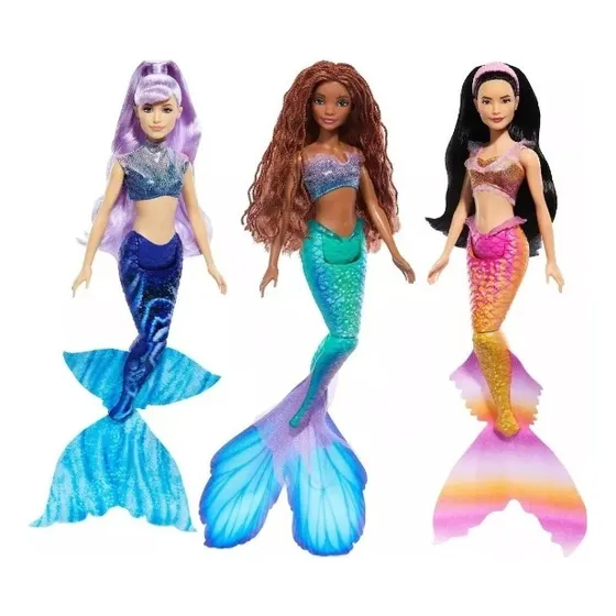 Disney Set 3 Muñecas Ariel Y Hermanas Sirenita Live Action