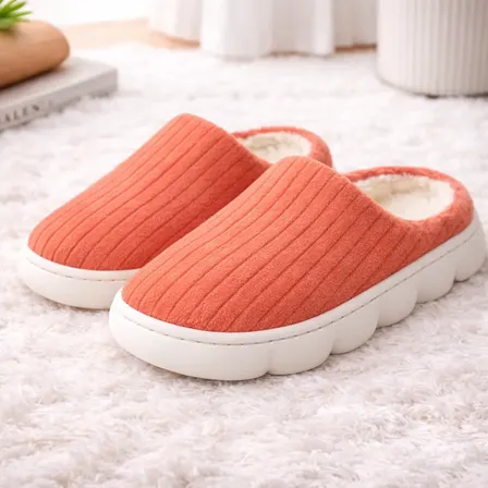 Pantufa Nuvem Antiderrapante Ultra Macio Leve Forrada Fofa Salmão Lisa 35.36 Br