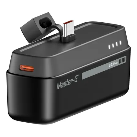Batería Externa Cargador Base Portátil Pocket 5000 Mah Tipo USB C Negro Master-g