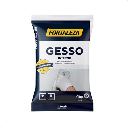 Gesso Em Pó Branco - Secagem Rápida - 4kg - Fortaleza Gesso Em Pó Branco - Secagem Rápida - 4kg - Fortaleza