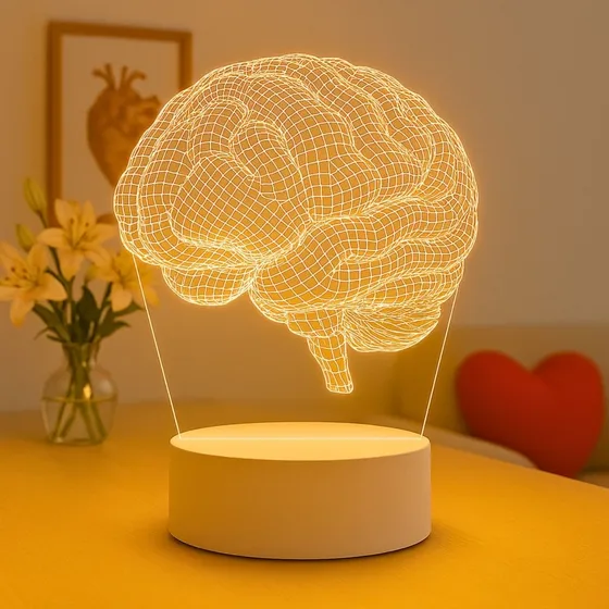 Luminária Led 3d Cerebro Para Presente Neurologista Abajur