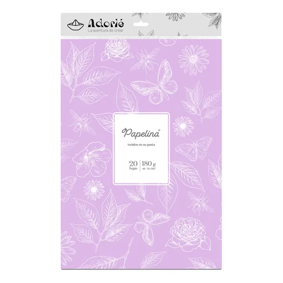 Papelina By Adorié Teñida En Masa A4 180gr 20 Hojas Color Lila Pastel