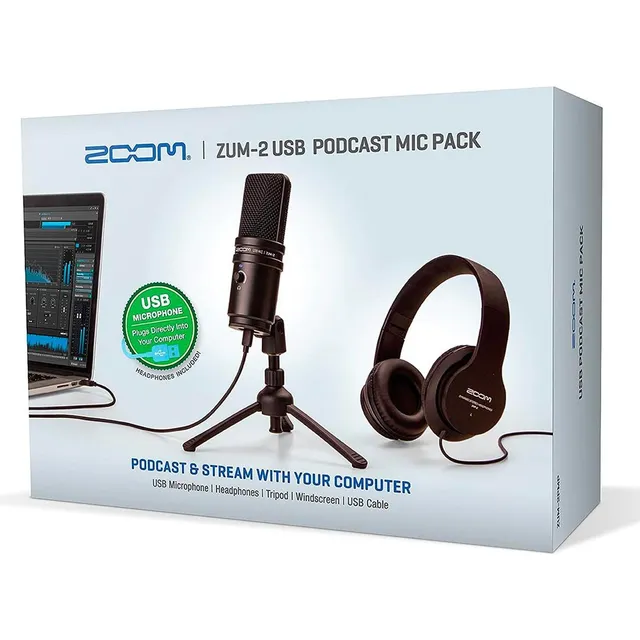 Zum2pmp Paq. De Podcast Con Mic Y Audifono Zoom Color Negro