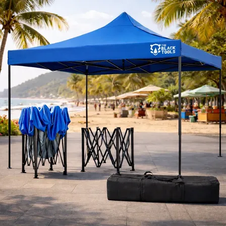 Tenda Gazebo 3x3 Sanfonado Em Aço Poliéster Bolsa Transporte Azul