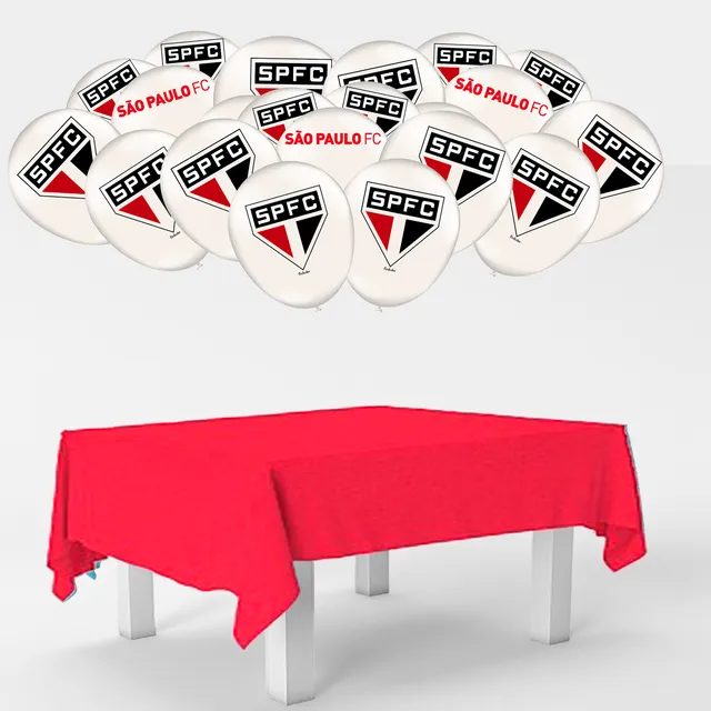Kit Festa São Paulo Decoração Toalha Vermelha + 25 Balões