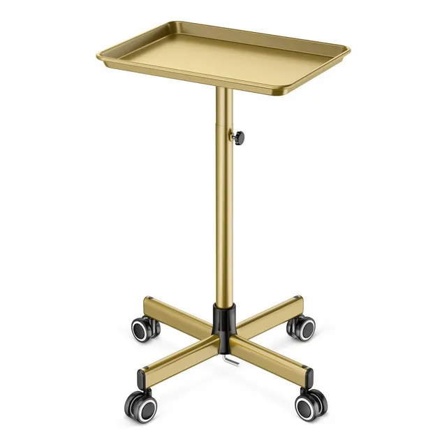Carrito rodante Kingsteam Kst-011N para salón de belleza tatuaje clín color dorado oscuro.El material de la bandeja es aluminio, resistente a la corrosión y al desgaste.