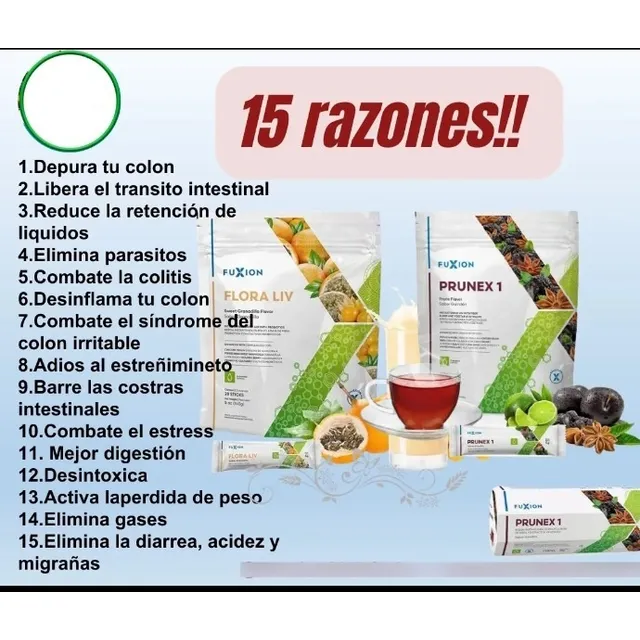 Prunex 1 Y Flora Liv Fuxion Caracas 7sobres Salud Intestinal