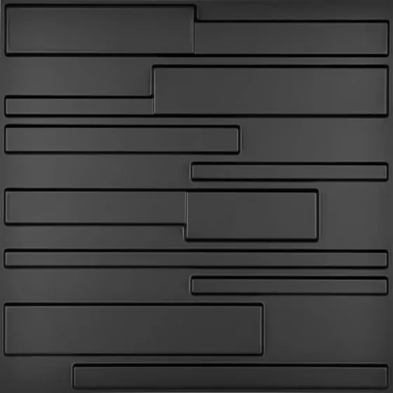 Paneles De Pared 3d Negros Rectangulares Diseño Moderno