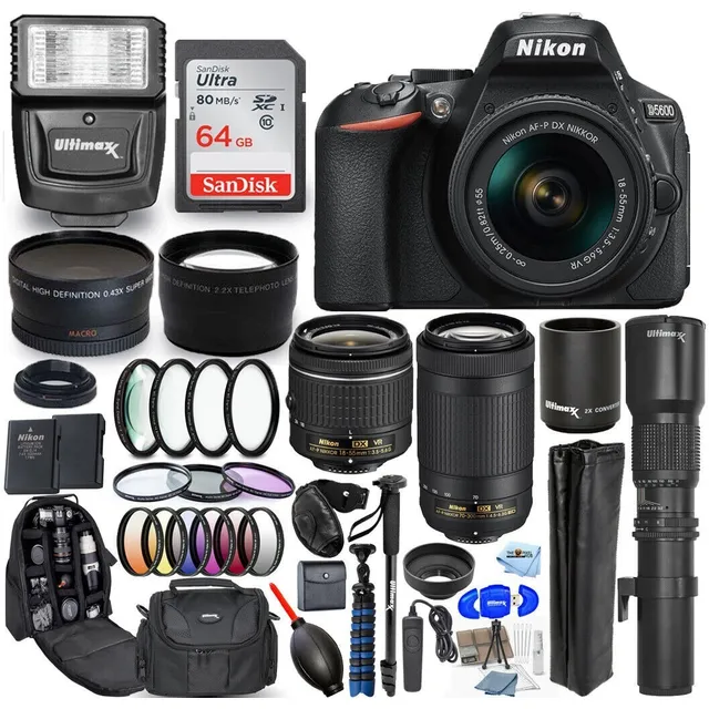 Camara Nikon D5600+ 18-55mm+ 70.300mm Vr+ 500mm+ Prem Bundle