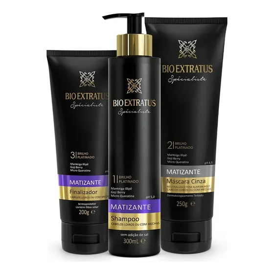 Kit Spécialiste Matizante Shampoo Máscara Cinza Finalizador