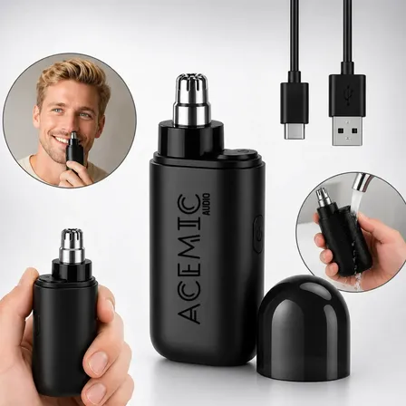 Aparador De Pelos Nariz E Orelha Elétrico Recarregável Sem Fio Acemic Preto Cortador Nasal Portátil Masculino E Feminino Para Higiene Pessoal Remoção De Pelos Com Praticidade E Precisão