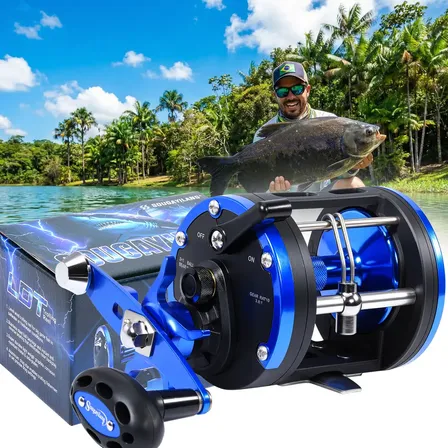 Carretilha De Perfil Alto Sougayilang 25kg Pesca No Mar Cor Ldt40 Direito Azul 40