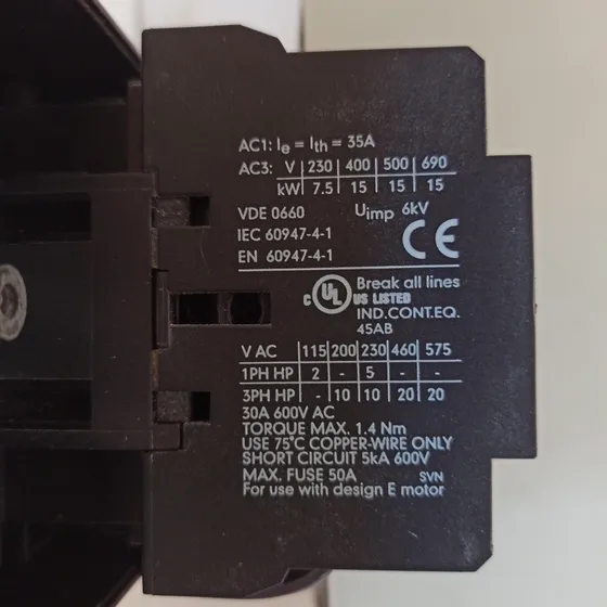 Contactor De Potencia 35 Amp 220/230v 50/60hz Marca Iskra