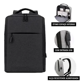 Mochila Notebook Moderna Resistente Hwj Cor Preto 30l Mochila Notebook Moderna Resistente Hwj Cor Preto 30l
