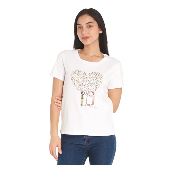 Blusa Para Dama Estampado Arbol Corazon