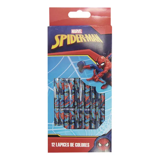 Pack X 12 Lapices Colores Spiderman Color Del Trazo Azul