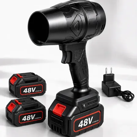 Soprador de Ar Turbo Secador de Carro Portátil Sem Fio 48V com 2 Baterias Recarregáveis, Carregador Soprador de Folhas , Quintal, Jardim, Garagem, Poeira e Resíduos 127/220V