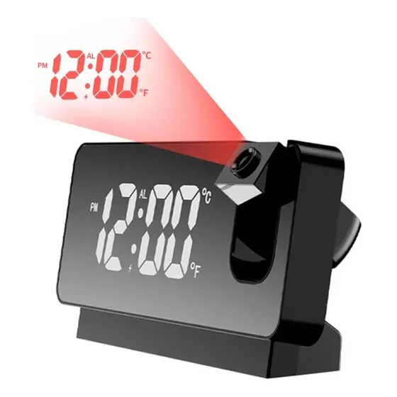 Reloj de mesa despertador digital Genérica Digital con proyector color negro