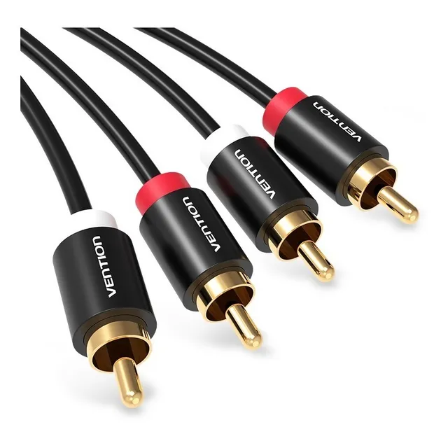 Cable 2 rca A 2 rca Audio Vention Conectores Macho a Macho Metalicos Sonido Estereo 3m