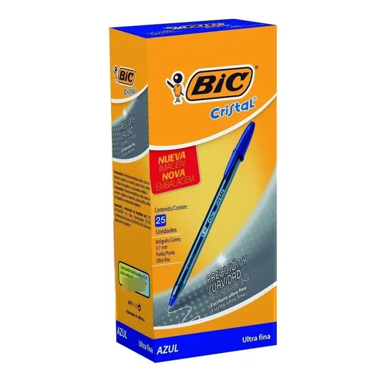 Boligrafo Bic Cristal Ultra Fine 0.7mm Caja X 25 Unidades