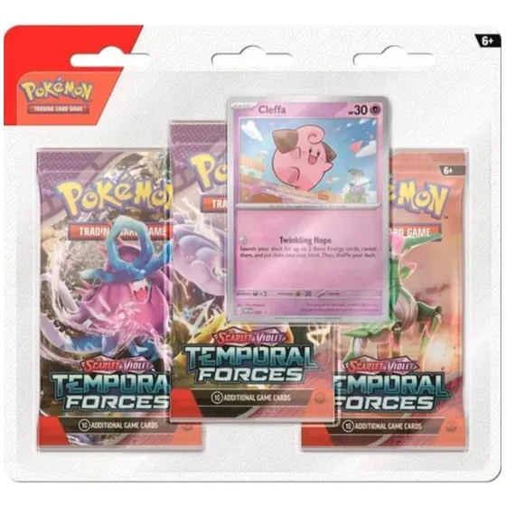 Pokémon Tcg Tripack Blister Temporal Forces Cleffa Español