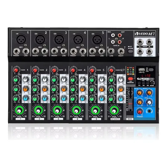 Mesa Som 7 Canais Dj Delay Repeat Bluetooth Usb Type C 48v+