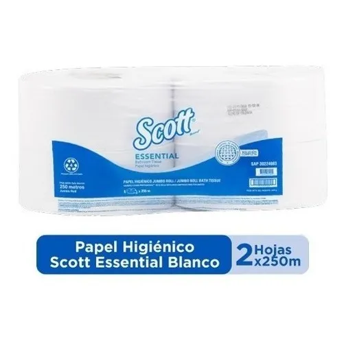 Papel Higiénico Jumbo Scott® Essential 250 Mts 1 X 4 Rollos