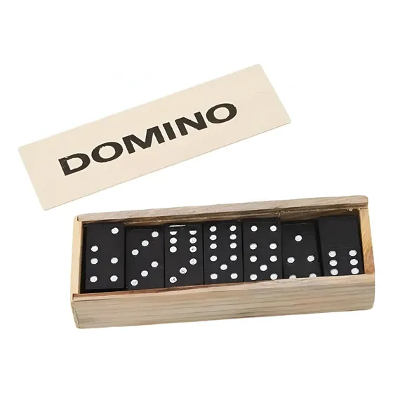 Juego Clásico Dominó En Caja De Madera