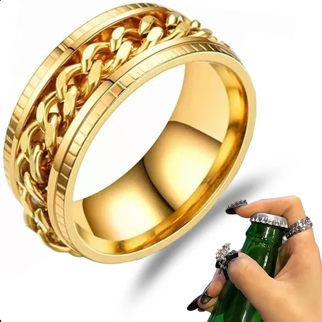 Anillo Cadena De Eslabones Giratoria Antiestrés Eninoxidable