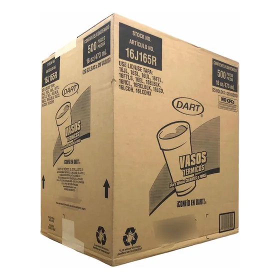 Vaso De Unicel Dart #16. 25 Paquetes Con 20 Vasos C/u