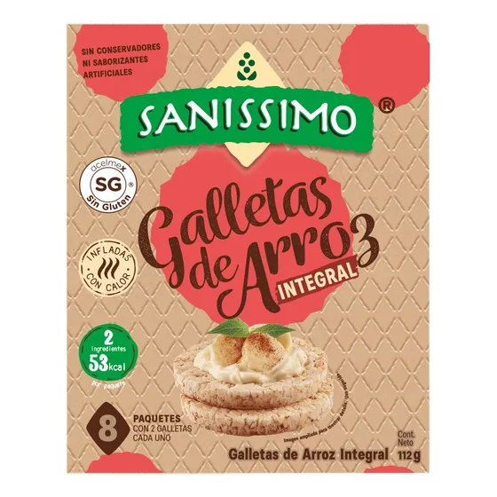 Galleta Arroz Integral 8p 112g Saníssimo