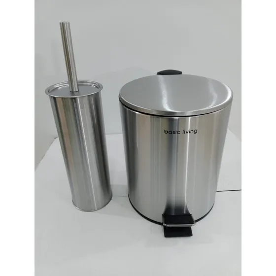 Set Papelera 5 L Y Cepillo P/baño Satinado