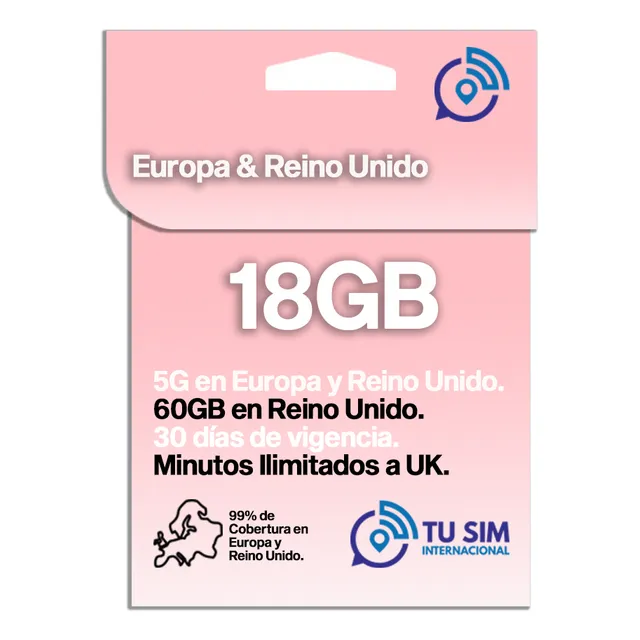 Sim Card Europa Y Uk 18 Gb Navegación Total Prepago Three