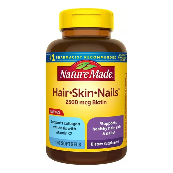 Nature Made Biotina 2500 Mcg Pelo Piel Y Uñas 120 Softgels Sin Sabor