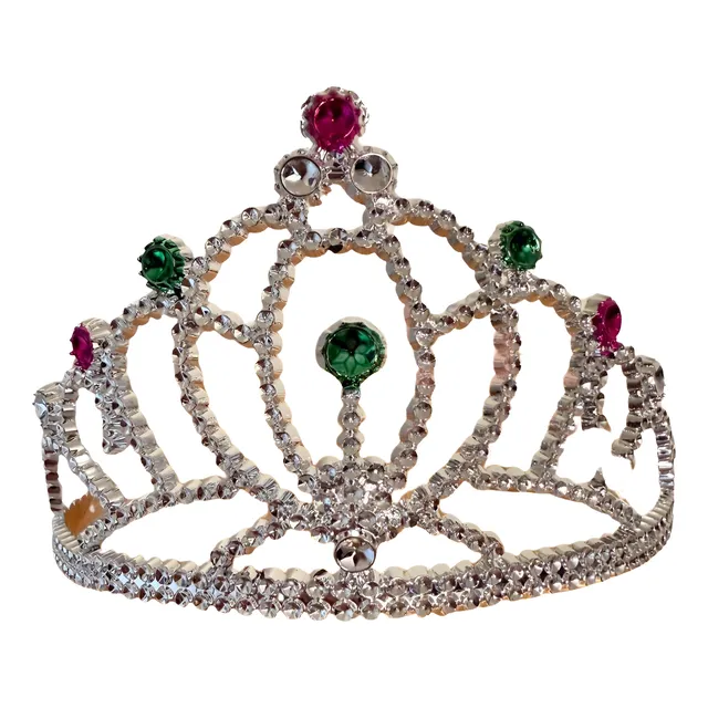 Corona Reina Tiara Princesa Pack 12u Disfraz Fiesta Cotillón Plateado