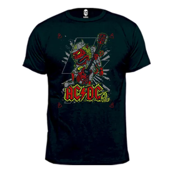 Remera Ac/dc Angus Young Diablo 100% Algodón Premium Peinado