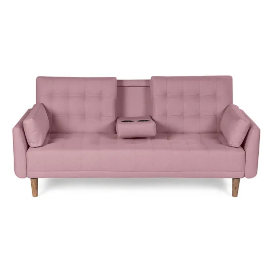 Sofá Cama Royce Makora Essentials De Lino Color Rosa Diseño De La Tela Liso